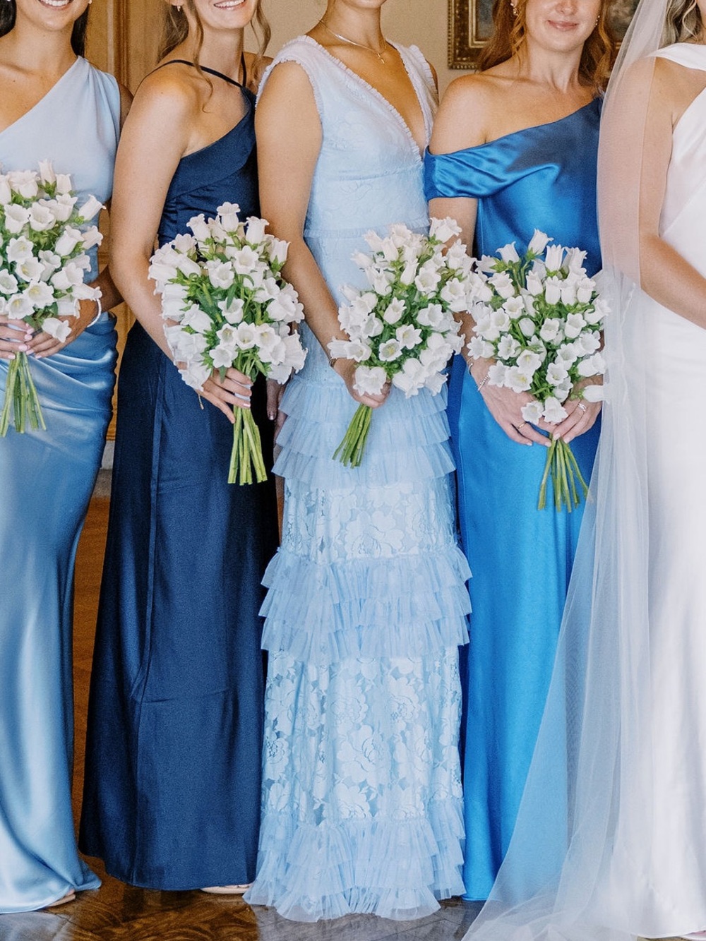 Mac Duggal V Neck Lace Tiered Ruffle Gown